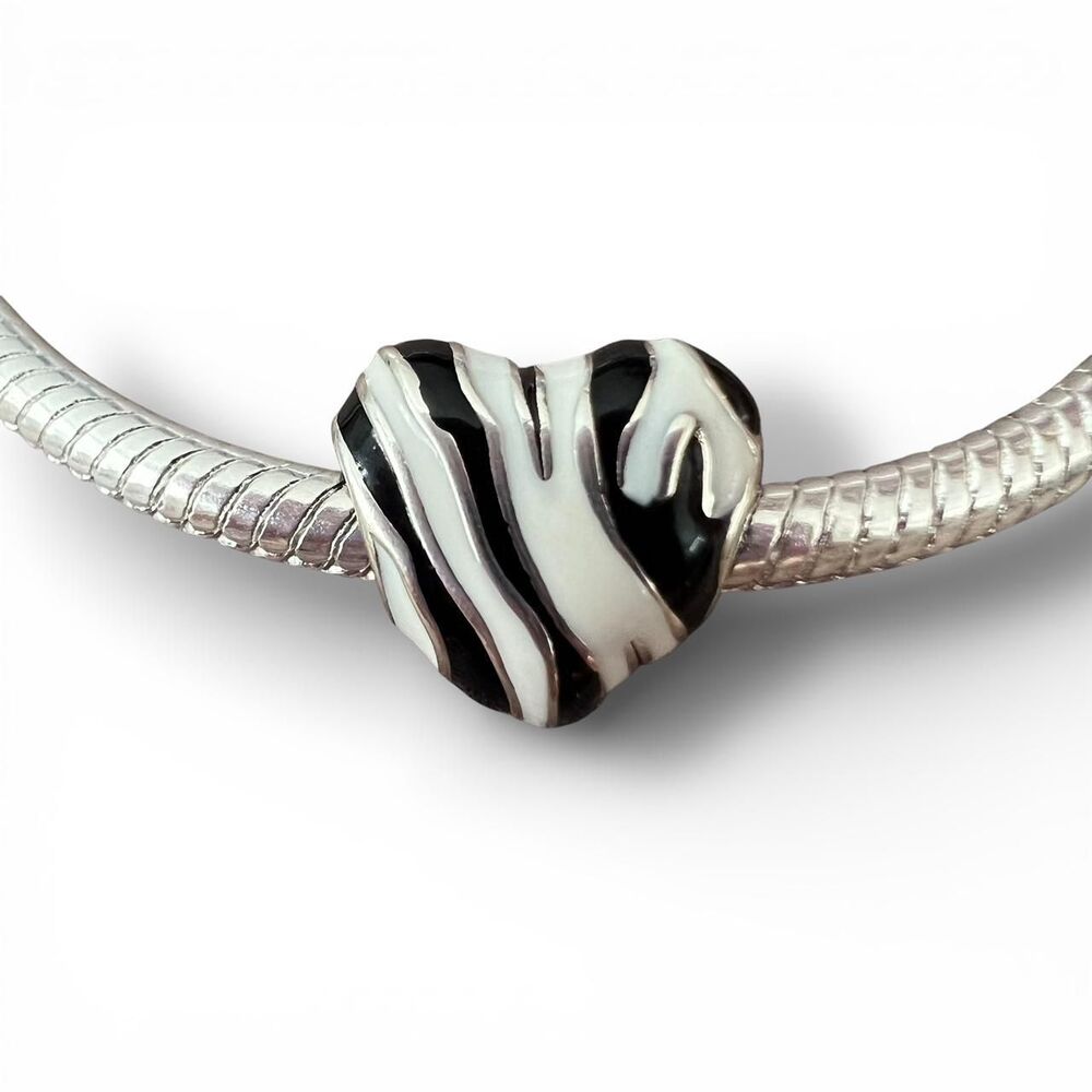 Zebra Print Heart S925 Pandora Moments Compatible Charm